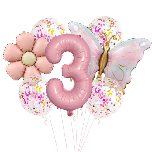 Schmetterlinge Deko Luftballon 3. Geburtstag Mädchen,Zahlen 3. Folienballon Schmetterling,3 Jahre Geburtstagsdeko Schmetterling,Luftballon 3. Geburtstag Mädchen Geburtstage Schmetterlinge Themen Party von Dazzjoy