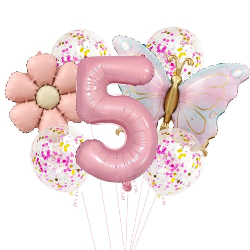 Schmetterlinge Deko Luftballon 5. Geburtstag Mädchen,Zahlen 5. Folienballon Schmetterling,5 Jahre Geburtstagsdeko Schmetterling,Luftballon 5. Geburtstag Mädchen Geburtstage Schmetterlinge Themen Party von Dazzjoy