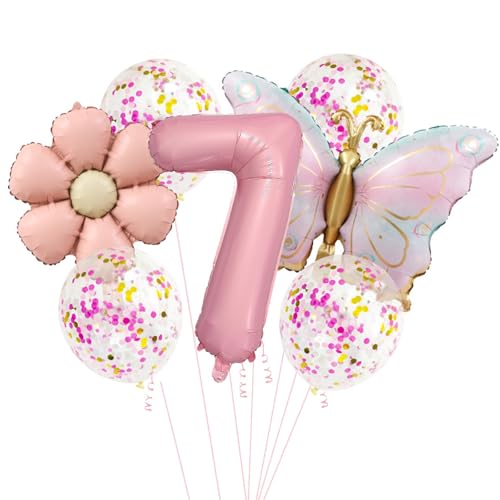 Schmetterlinge Deko Luftballon 7. Geburtstag Mädchen,Zahlen 7. Folienballon Schmetterling,7 Jahre Geburtstagsdeko Schmetterling,Luftballon 7. Geburtstag Mädchen Geburtstage Schmetterlinge Themen Party von Dazzjoy