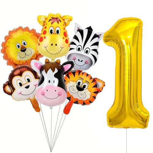 Wild One Geburtstag Deko Luftballons, Deko 1. Geburtstag Junge Mädchen, Dschungel Safari Geburtstagsdeko 1 Jahr, Deko 1 Geburtstag Junge, 1. Geburtstag Deko mit Zahlenballon 1 und Tiere Luftballon von Dazzjoy