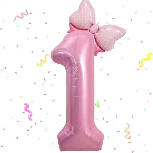 Zahlen Luftballon 1. Geburtstag, 40 Zoll Schleife Folienballon Zahl 1, Zahlenballon 1 Helium Ballon Rosa,Luftballon 1 Geburtstag Deko für 1 Jahre Mädchen Geburtstagsdeko,Babyparty,Jubiläum Party Deko Zahlen Luftballon 1. Geburtstag, 40 Zoll Schleife Folienballon Zahl 1, Zahlenballon 1 Helium Ballon Rosa,Luftballon 1 Geburtstag Deko für 1 Jahre Mädchen Geburtstagsdeko,Babyparty,Jubiläum Party Deko von Dazzjoy