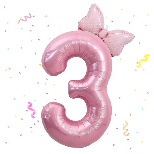 Zahlen Luftballon 3. Geburtstag, 40 Zoll Schleife Folienballon Zahl 3, Zahlenballon 3 Helium Ballon Rosa,Luftballon 3 Geburtstag Deko für 3 Jahre Mädchen Geburtstagsdeko,Babyparty,Jubiläum Party Deko Zahlen Luftballon 3. Geburtstag, 40 Zoll Schleife Folienballon Zahl 3, Zahlenballon 3 Helium Ballon Rosa,Luftballon 3 Geburtstag Deko für 3 Jahre Mädchen Geburtstagsdeko,Babyparty,Jubiläum Party Deko von Dazzjoy