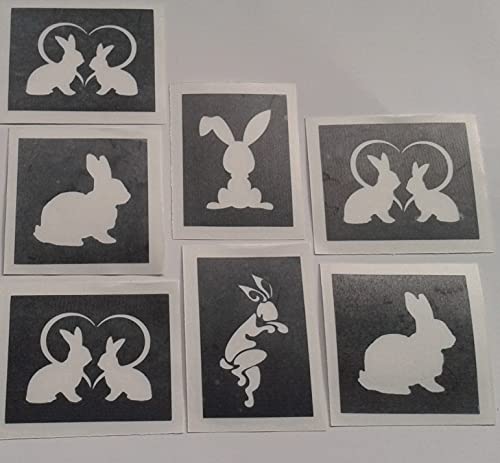 30 x Hasen-Motiv-Schablonen (gemischt) für Glitzer-Tattoos Airbrush Gesicht Malerei Kaninchen Häschen von Dazzle Glitter Tattoos
