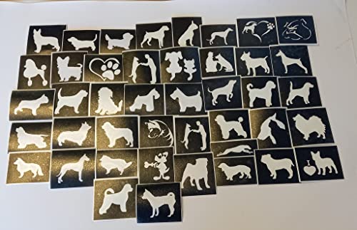 30 x Hund Themen Schablonen (gemischt) für Glitzer Tattoos / Gesicht malen Hunde elsässischen Dascuhund Rottweiler Crufts von Dazzle Glitter Tattoos