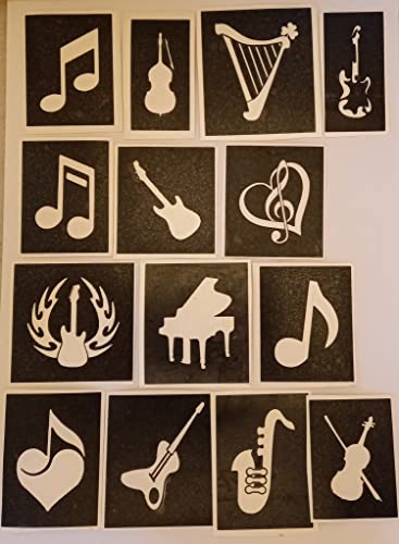 30 x Musiknoten-Schablonen für Glitzer-Tattoos/Airbrush/viele Anwendungen! Festivals Orchester Musiker Konzert 30 x Musiknoten-Schablonen für Glitzer-Tattoos/Airbrush/viele Anwendungen! Festivals Orchester Musiker Konzert von Dazzle Glitter Tattoos