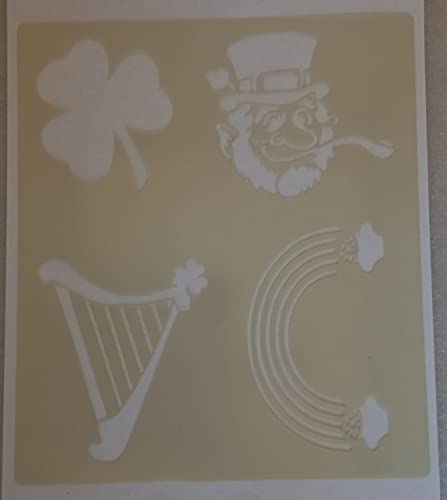 Dazzle Glitter Tattoos Irische Themen-Wand-/Kartengestaltung, Dekor-Schablone, A4-Blatt, Regenbogen und Töpfe, Gold, Leprechaun, Kleeblatt, Harfe, flexibler Mylar-Kunststoff, St. Patricks Day Dazzle Glitter Tattoos Irische Themen-Wand-/Kartengestaltung, Dekor-Schablone, A4-Blatt, Regenbogen und Töpfe, Gold, Leprechaun, Kleeblatt, Harfe, flexibler Mylar-Kunststoff, St. Patricks Day von Dazzle Glitter Tattoos