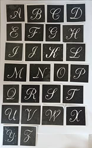 Kleine Alphabet-Großbuchstaben-Schablonen zum Ätzen von Glas, A-Z, 26 Buchstaben von Dazzle Glitter Tattoos