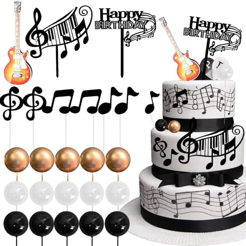24 Stück Rock-Musiknoten-Geburtstagstortenaufsätze, personalisierte E-Gitarre-Kuchenaufsatz, Bälle, Kuchendekorationen, Musikthemen-Cupcake-Topper für Musiker-Party, Geburtstag, Babyparty 24 Stück Rock-Musiknoten-Geburtstagstortenaufsätze, personalisierte E-Gitarre-Kuchenaufsatz, Bälle, Kuchendekorationen, Musikthemen-Cupcake-Topper für Musiker-Party, Geburtstag, Babyparty von Dazzroi