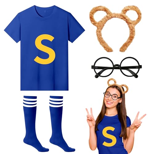 4-teiliges Maus-Cosplay-Kostüm-Zubehör-Set mit braunem Stirnband, Brille, T-Shirt, Socken für Verkleidungen, Partys, Weltbuchtag 4-teiliges Maus-Cosplay-Kostüm-Zubehör-Set mit braunem Stirnband, Brille, T-Shirt, Socken für Verkleidungen, Partys, Weltbuchtag von Dazzroi