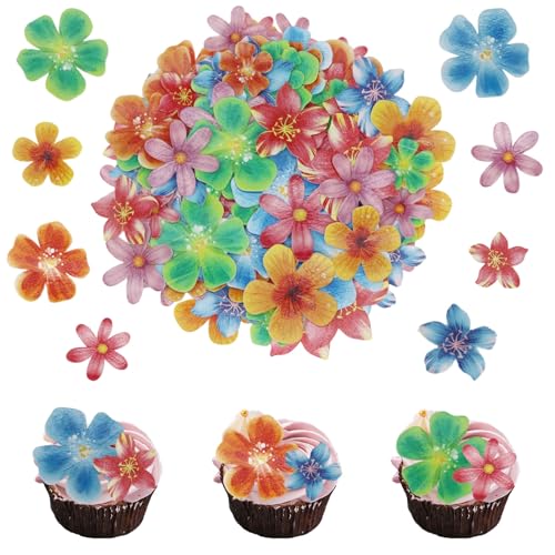76 Pcs Colorful Edible Cake Flowers, Edible Cupcake Toppers, Flowers Cake Decorations Beautiful for Wedding Anniversary, Christmas, Baby Shower, Birthday Party, Food Cake Decorating Kits (Butterfly) von Dazzroi