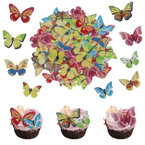 76 Pcs Colorful Edible Cake Flowers, Edible Cupcake Toppers, Flowers Cake Decorations Beautiful for Wedding Anniversary, Christmas, Baby Shower, Birthday Party, Food Cake Decorating Kits (Flowers) von Dazzroi