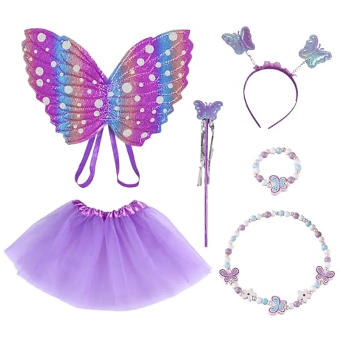 Dazzroi 6 Pièces Ensemble De Déguisements Pour Enfants, Kits De Déguisement Ailes de Papillon, Bandeau, Collier, Bracelet, Baguette Magique, Jupe Tutu, Pour Carnaval Halloween Cosplay Accessoires Dazzroi 6 Pièces Ensemble De Déguisements Pour Enfants, Kits De Déguisement Ailes de Papillon, Bandeau, Collier, Bracelet, Baguette Magique, Jupe Tutu, Pour Carnaval Halloween Cosplay Accessoires von Dazzroi