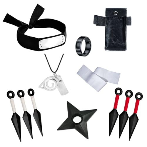 Dazzroi Anime Cosplay Accessoires, Kits De Déguisement, ModèLe De Jouet En Plastique FléChettes, Bandeau, Kunai, Collier, Anneau, Sac à Compartiment Unique, Bande éLastique pour Halloween Carnaval Dazzroi Anime Cosplay Accessoires, Kits De Déguisement, ModèLe De Jouet En Plastique FléChettes, Bandeau, Kunai, Collier, Anneau, Sac à Compartiment Unique, Bande éLastique pour Halloween Carnaval von Dazzroi