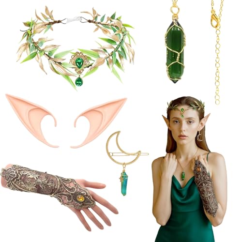 Fée De D'Elfiques, Kits De DéGuisement Inclure Couronne De Serre-TêTe De FéE De La ForêT Gants En Dentelle Oreilles D'Elfe Collier En Cristal éPingle à Cheveux Pour Mariage, Cosplay, Halloween Fée De D'Elfiques, Kits De DéGuisement Inclure Couronne De Serre-TêTe De FéE De La ForêT Gants En Dentelle Oreilles D'Elfe Collier En Cristal éPingle à Cheveux Pour Mariage, Cosplay, Halloween von Dazzroi