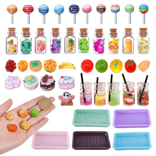 45 Stück Puppenhaus Zubehör Set Miniatur Obst & Süßigkeiten (Randomisierter Stil) Miniatur Zubehör Desserts Mini Essen für DIY Mini Küche Puppenhaus Dekoration Weihnachten Ostern Halloween von Dbuwqips
