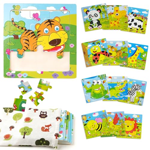 12Stück Holzpuzzle für Kinder Puzzle ab 2 Jahre Holzpuzzle ab 2 Kinderpuzzle ab 2 Jahre kinderpuzzle ab 3 Jahre Kinder Puzzle ab 2 Jahren Puzzle Kinder ab 3 für Kleinekinder Jungen Mädchen von Dbuwqips