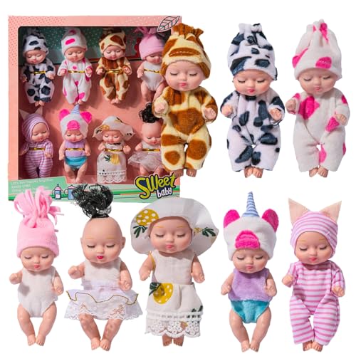 Dbvnnsy Mini -Babypuppen -Set von 8, 4, 3 Zoll winziger realistischer Babypuppe mit Tierkleidung, kleine Puppen für Kleinkinder Mädchen Kinder Alter 3+, Geburtstagsfeier begünstigt Geschenke, Stil 2 Dbvnnsy Mini -Babypuppen -Set von 8, 4, 3 Zoll winziger realistischer Babypuppe mit Tierkleidung, kleine Puppen für Kleinkinder Mädchen Kinder Alter 3+, Geburtstagsfeier begünstigt Geschenke, Stil 2 von Dbvnnsy