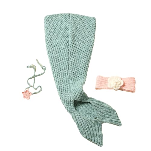 Dcaknri Baby Fotografie Requisiten Fischschwanzkostüm Neugeborene Foto Requisiten Baby Fotoshooting Haarband Kind Anzug Cosplay Outfit von Dcaknri