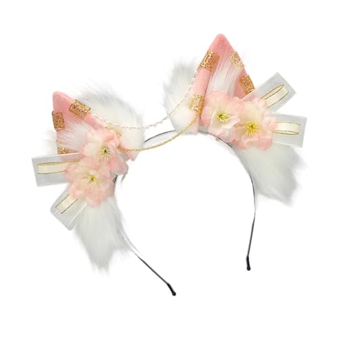 Dcaknri Elastische Tierohr-Kopfbedeckung, Premium, pelziger Plüsch-Kopfschmuck, Kostüm, Partys, Haar-Accessoire, Kinder, Erwachsene, Geschenk, Party, Rollenspiel, Haarband für Halloween, Weihnachten von Dcaknri