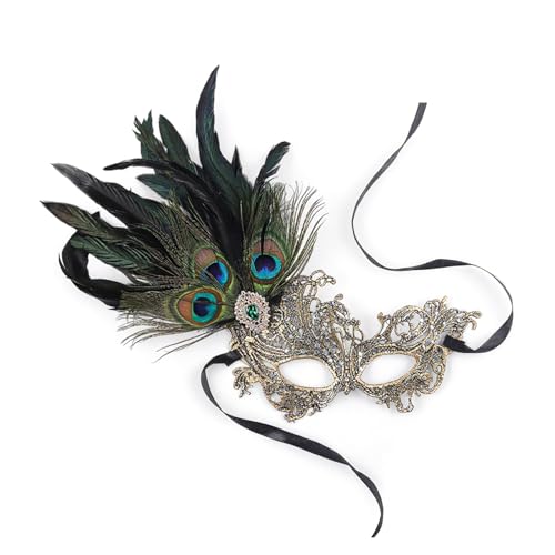 Dcaknri Masqueraden Maske Damen Gefiederte Strasssteine Venezianer Party Abend Prom Ball Masque Halloween Cosplay Kostüme Venezianer Frauen Für Maskeraden von Dcaknri