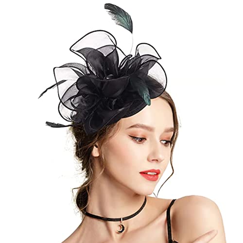 Dcfbkl Teeparty-Haarreif, Feder-Fascinator, Kopfschmuck, für Damen, Netz-Feder, Cocktail, Damen-Stirnbänder von Dcfbkl