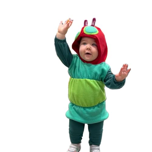 Dcohmch Halloween Kostüm Baby Jungen Mädchen - Niedliche hungrige Raupe Kostüm für Säuglinge - Kinder Kostüm Outfit (Grün, 2-3 Jahre) von Dcohmch