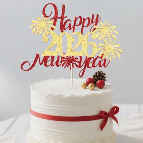 Dcokska Hello 2026 Tortenaufsatz, 2026 Happy New Year-Kuchenaufsatz, Silvester-Party-Kuchendekorationen, Willkommens-Partyzubehör 2026 (Happy2026-1) von Dcokska