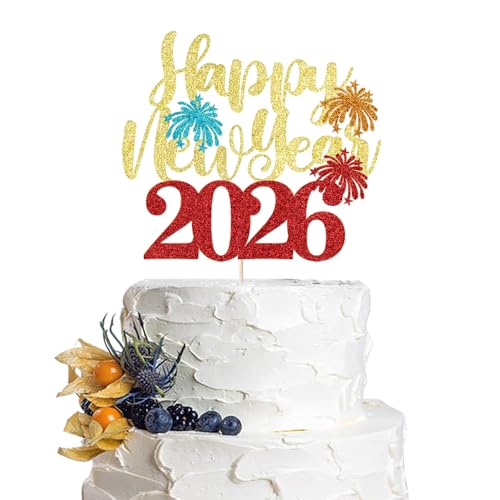 Dcokska Hello 2026 Tortenaufsatz, 2026 Happy New Year-Kuchenaufsatz, Silvester-Party-Kuchendekorationen, Willkommens-Partyzubehör 2026 (Happy2026-3) von Dcokska