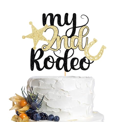 Dcokska Tortenaufsatz "My 2nd Rodeo", Motiv: Western Little Cowboy, zum zweiten Geburtstag, Party, Kuchendekoration, Cowboy-Kuchendekoration, Dinner-Party-Dekorationen (2. Geburtstag) von Dcokska