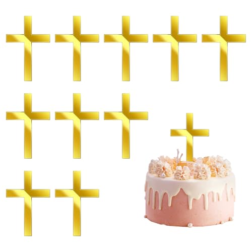 Dcsfadq 10 Stück Goldene Kreuz Kuchendekoration, 10x7cm Acryl Konfirmation Party Cake Topper, Tortendeko für Hochzeit Geburtstag Party Kommunion Taufe Dcsfadq 10 Stück Goldene Kreuz Kuchendekoration, 10x7cm Acryl Konfirmation Party Cake Topper, Tortendeko für Hochzeit Geburtstag Party Kommunion Taufe von Dcsfadq