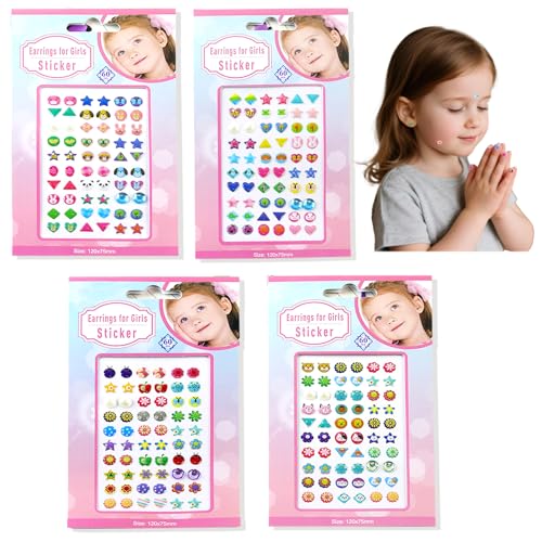 Dcsfadq Klebeohrringe Mädchen mit Glitzer, 4 Bögen 240 Stück Selbstklebende Ohrringe Sticker, 3D Ohrringe Aufkleber für DIY Dekoration, Nagelsticker, Ohrsticker Kinder Dcsfadq Klebeohrringe Mädchen mit Glitzer, 4 Bögen 240 Stück Selbstklebende Ohrringe Sticker, 3D Ohrringe Aufkleber für DIY Dekoration, Nagelsticker, Ohrsticker Kinder von Dcsfadq