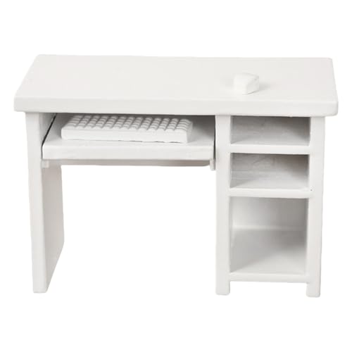 1/12 Miniatur-Computertisch-Set für Puppenhäuser Decoarion mit realistischer Tastatur und Display-Zubehör, Miniatur-Computertisch von Ddujbtp