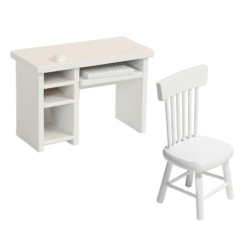 1/12 Skala Miniature Office Desk & Stuhl Set Realistic Furniture Für Kreative Displays & Bildung Einfacher Dollhouses Office Decors von Ddujbtp