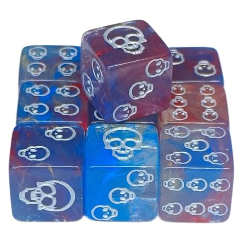 Ddujbtp 10pcs Einzigartige Acryl Schädel Schädelmuster Runde Ecke Rollenspiel 6 Seiten Tischspiel Glatte Oberflächen Schädelmuster Dices Tischspiel Accessoires Für Rollenspiele von Ddujbtp