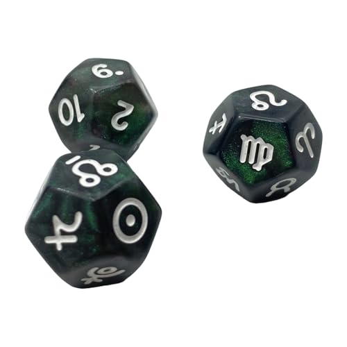 Astrologische Würfel mit Zählmuster, buntes astrologisches Spiel für mystische Rituale oder RPGs zur Astrologie, 3 Stück von Ddujbtp