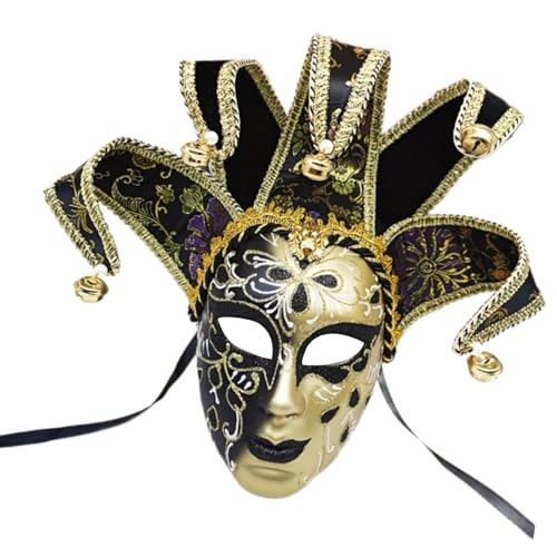 Ddujbtp Maskerade mit Glocken, Vintage-Komödie, Maskerade, Dekoration für Männer und Frauen, Halloween, fünfzackig, Schwarz / Weiß Ddujbtp Maskerade mit Glocken, Vintage-Komödie, Maskerade, Dekoration für Männer und Frauen, Halloween, fünfzackig, Schwarz / Weiß von Ddujbtp