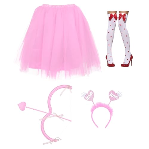 Ddujbtp Valentinstags-Amor-Kostüm, Schleifen, Pfeile, Herz, Stirnband, Tutus, Rock, Engel, Kostümzubehör für Halloween, Party, Valentinstag, Amor-Kostüm, Zubehör Ddujbtp Valentinstags-Amor-Kostüm, Schleifen, Pfeile, Herz, Stirnband, Tutus, Rock, Engel, Kostümzubehör für Halloween, Party, Valentinstag, Amor-Kostüm, Zubehör von Ddujbtp