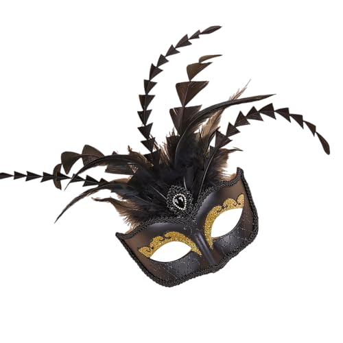 Ddujbtp Venezianer-Augenmaske mit Strasssteinen, Federn, halbes Gesicht, für Maskeraden, Bälle, Halloween, Party, Cosplay, Foto-Maskeraden Ddujbtp Venezianer-Augenmaske mit Strasssteinen, Federn, halbes Gesicht, für Maskeraden, Bälle, Halloween, Party, Cosplay, Foto-Maskeraden von Ddujbtp