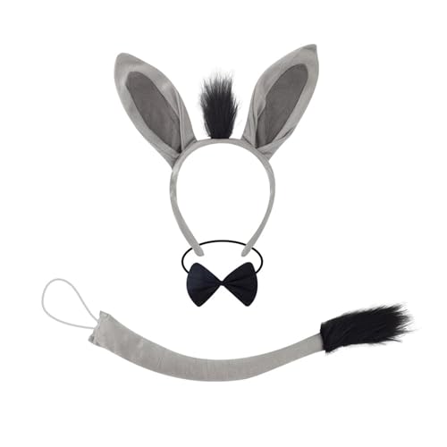 Esel-Kostüm-Set mit Schwanz, Fliege, Handschuh und Stirnband, Halloween-Tier-Outfit für Kinder, Geburtstag, Cosplay, Kostümzubehör Esel-Kostüm-Set mit Schwanz, Fliege, Handschuh und Stirnband, Halloween-Tier-Outfit für Kinder, Geburtstag, Cosplay, Kostümzubehör von Ddujbtp