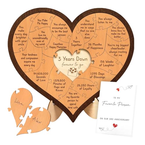 Geschnitztes Holz-Puzzle, Herz-Puzzle, Desktop-Ornament, Puzzlebretter für 1 Jahr/3 Jahre Liebe, einzigartiges Jubiläum Geschnitztes Holz-Puzzle, Herz-Puzzle, Desktop-Ornament, Puzzlebretter für 1 Jahr/3 Jahre Liebe, einzigartiges Jubiläum von Ddujbtp