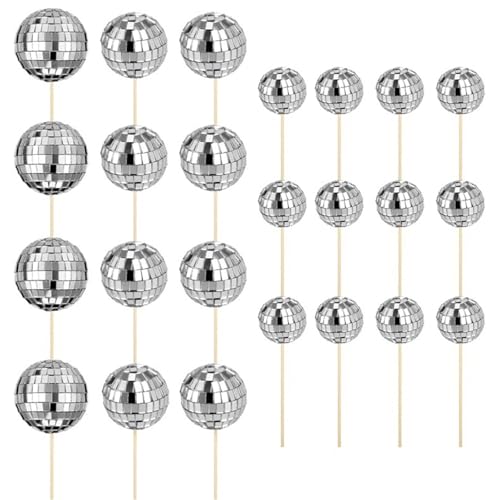 Miniatur Discos Cupcake Picks Kuchen Topper Dessert Geburtstag Dekorationen Festival Kuchen Verzierungen, 24 Stück von Ddujbtp