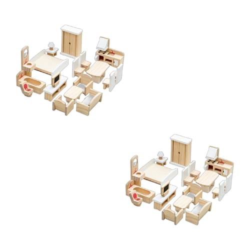 Puppenhäuser Miniatur-Möbel-Set mit Schreibtisch, Schrank, Wohnzimmer, Schlafzimmer, Szenenzubehör für Kinder, fantasievolles Spielpuppenhäuser, Möbel-Set von Ddujbtp