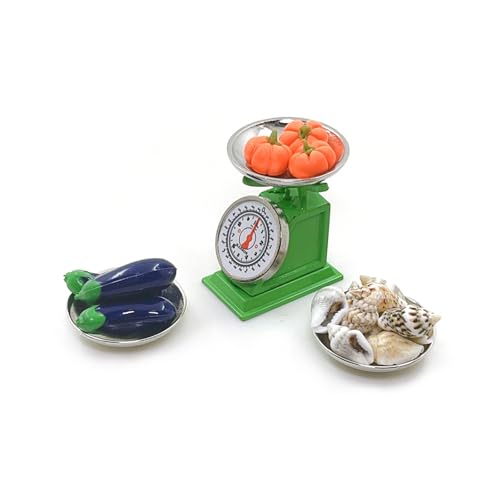 Realistische winzige Lebensmittelmarktwaage Modell für Puppenhäuser Display Basis glatte Oberflächen Griff kompakte Küche Szene Zubehör Miniatur-mechanische Waage von Ddujbtp