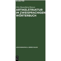 Artikelstruktur im zweisprachigen Wörterbuch von De Gruyter