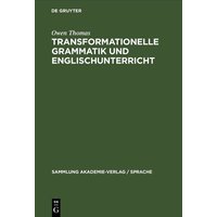 Transformationelle Grammatik und Englischunterricht von De Gruyter