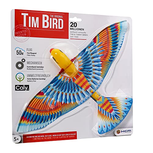 HCM Kinzel Tim Bird – Fliegender Vogel mit Gummimotor | Retro-Flugspielzeug für Kinder & Erwachsene | Flattert bis zu 50 m | 40 cm Spannweite von HCM Kinzel