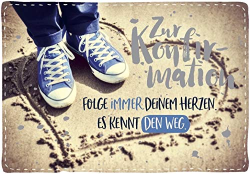 DeCoArt... by Kathrin Friedenstab-Maschner Glückwunschkarte Konfirmation Herz Sand Chucks Folge Immer Deinem Herzen, es kennt den Weg 11x16cm von DeCoArt... by Kathrin Friedenstab-Maschner