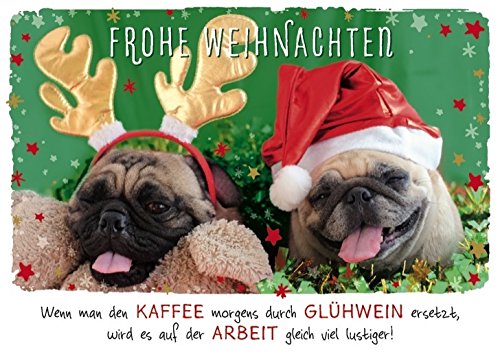 DeCoArt... Set 3 Postkarten Weihnachtskarte Frohe Weihnachten Mops Wenn Man den Kaffee morgens durch Glühwein ersetzt, Wird es auf der Arbeit gleich viel lustiger. a. 15 x 10,5 cm DeCoArt... Set 3 Postkarten Weihnachtskarte Frohe Weihnachten Mops Wenn Man den Kaffee morgens durch Glühwein ersetzt, Wird es auf der Arbeit gleich viel lustiger. a. 15 x 10,5 cm von DeCoArt... by Kathrin Friedenstab-Maschner