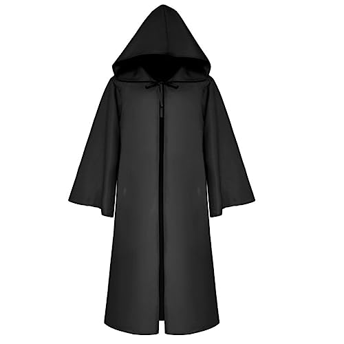 Halloween Kostüm Damen Umhang mit Kapuze - Halloween Kostüm Herren Kapuzenumhang Erwachsene Mittelalter Cape Mantel für Ghostface Vampir Tod Zauberer Hexe Cosplay Maskerade Karneval Familienfeier von DeaAmyGline