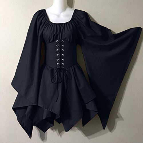 Mittelalter Kleid Damen Traditionelle Irische - Gothic Kleidung Damen Kleider Trompetenärmel Halloween Kostüm Renaissance Viktorian Palast Vintage Korsett Shirtkleid für Frauen Karneval Cosplay Mittelalter Kleid Damen Traditionelle Irische - Gothic Kleidung Damen Kleider Trompetenärmel Halloween Kostüm Renaissance Viktorian Palast Vintage Korsett Shirtkleid für Frauen Karneval Cosplay von DeaAmyGline
